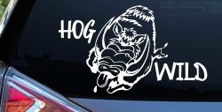 Hog Wild with Wild Boar Hog Hunting Car or Truck Window Decal Sticker