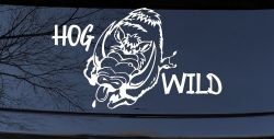 Hog Wild with Wild Boar Hog Hunting Car or Truck Window Decal Sticker