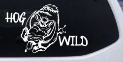 Hog Wild with Wild Boar Hog Hunting Car or Truck Window Decal Sticker