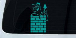 Brick Rock Mason Business Car or Truck Window Decal Sticker (Turquoise)