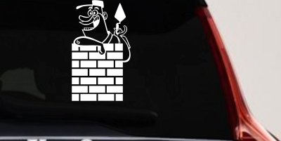 Brick Rock Mason Business Car or Truck Window Vinyl Decal Sticker (White)