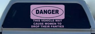 Danger This Vehicle May Cause Women to Drop Their Panties Off Road Motor Sports Car or Truck Window Decal Sticker (Lilac)