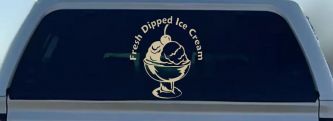 Fresh Dipped Ice Cream Store Window Lettering Business Car or Truck Window Decal Sticker (Desert Sand)