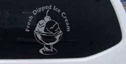 Fresh Dipped Ice Cream Store Window Lettering Business Car or Truck Window Decal Sticker (Telegrey)