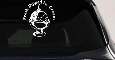 Fresh Dipped Ice Cream Store Window Lettering Business Car or Truck Window Vinyl Decal Sticker