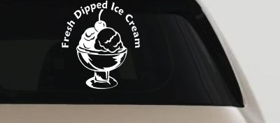 Fresh Dipped Ice Cream Store Window Lettering Business Car or Truck Window Vinyl Decal Sticker