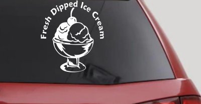 Fresh Dipped Ice Cream Store Window Lettering Business Car or Truck Window Vinyl Decal Sticker