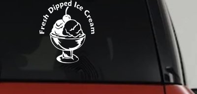 Fresh Dipped Ice Cream Store Window Lettering Business Car or Truck Window Vinyl Decal Sticker
