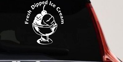 Fresh Dipped Ice Cream Store Window Lettering Business Car or Truck Window Vinyl Decal Sticker
