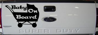 Baby On Board Stroller Girlie Car or Truck Window Vinyl Decal Sticker (Matte Black)