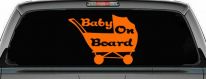 Baby On Board Stroller Girlie Car or Truck Window Vinyl Decal Sticker (Orange)