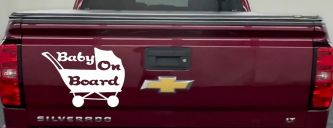 Baby On Board Stroller Girlie Car or Truck Window Vinyl Decal Sticker (White)