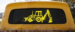 Backhoe Tractor Business Window Lettering Sign Car or Truck Window Decal Sticker (Yellow)