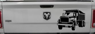 Dump Truck Construction Business Car or Truck Window Decal Sticker (Black)