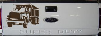 Dump Truck Construction Business Car or Truck Window Decal Sticker (Brown)