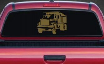 Dump Truck Construction Business Car or Truck Window Vinyl Decal Sticker (Gold)