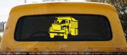 Dump Truck Construction Business Car or Truck Window Decal Sticker (Yellow)