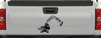 Track Hoe Excavator Construction Business Car or Truck Window Decal Sticker (Black)