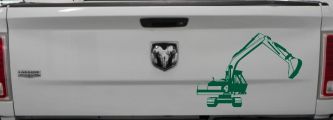 Track Hoe Excavator Construction Business Car or Truck Window Decal Sticker (Dark Green)