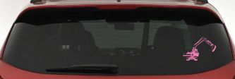 Track Hoe Excavator Construction Business Car or Truck Window Decal Sticker (Pink)