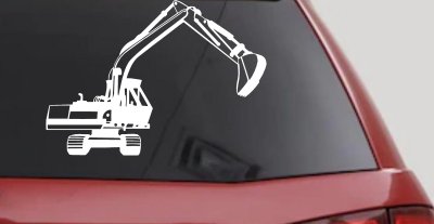 Track Hoe Excavator Construction Business Car or Truck Window Vinyl Decal Sticker (White)