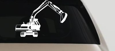 Track Hoe Excavator Construction Business Car or Truck Window Vinyl Decal Sticker