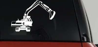 Track Hoe Excavator Construction Business Car or Truck Window Vinyl Decal Sticker (White)