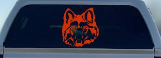 Wolf Head Car or Truck Window Vinyl Decal Sticker (Orange Red)