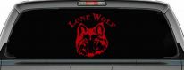 Lone Wolf Head Biker Car or Truck Window Decal Sticker (Red)
