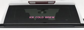 Ice Cold Brew Store Window Lettering Business Car or Truck Window Vinyl Decal Sticker (Pink)