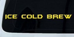Ice Cold Brew Store Window Lettering Business Car or Truck Window Vinyl Decal Sticker (Yellow)