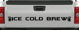 Ice Cold Brew With Beer Mugs Business Window Lettering Sign Car or Truck Window Decal Sticker (Black)