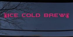 Ice Cold Brew With Beer Mugs Business Window Lettering Sign Car or Truck Window Decal Sticker (Hot Pink)