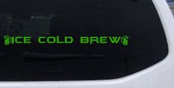 Ice Cold Brew With Beer Mugs Business Window Lettering Sign Car or Truck Window Decal Sticker (Lime)