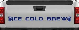Ice Cold Brew With Beer Mugs Business Window Lettering Sign Car or Truck Window Decal Sticker (Navy)