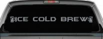 Ice Cold Brew With Beer Mugs Business Window Lettering Sign Car or Truck Window Decal Sticker (Telegrey)