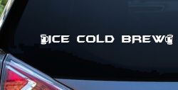 Ice Cold Brew With Beer Mugs Business Window Lettering Sign Car or Truck Window Decal Sticker