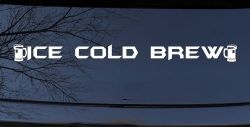Ice Cold Brew With Beer Mugs Business Window Lettering Sign Car or Truck Window Decal Sticker