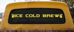Ice Cold Brew With Beer Mugs Business Window Lettering Sign Car or Truck Window Vinyl Decal Sticker (Yellow)