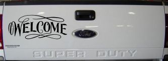 Welcome Swirls Store Window Lettering Business Car or Truck Window Decal Sticker (Black)