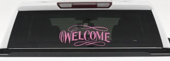 Welcome Swirls Store Window Lettering Business Car or Truck Window Decal Sticker (Pink)