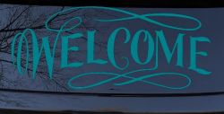 Welcome Swirls Store Window Lettering Business Car or Truck Window Vinyl Decal Sticker (Turquoise Blue)