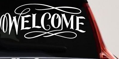 Welcome Swirls Store Window Lettering Business Car or Truck Window Vinyl Decal Sticker