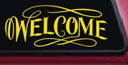 Welcome Swirls Store Window Lettering Business Car or Truck Window Decal Sticker (Yellow)