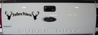 Southern Princess With Deer Hunting Car or Truck Window Vinyl Decal Sticker (Black)