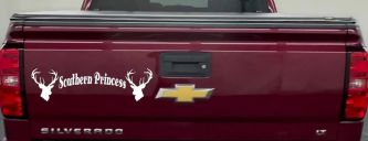 Southern Princess With Deer Hunting Car or Truck Window Decal Sticker (White)