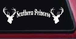 Southern Princess With Deer Hunting Car or Truck Window Decal Sticker