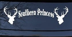Southern Princess With Deer Hunting Car or Truck Window Decal Sticker