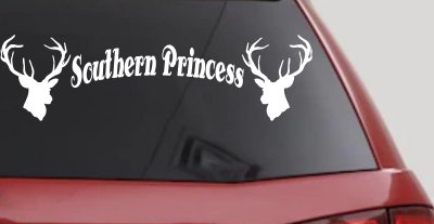 Southern Princess With Deer Hunting Car or Truck Window Vinyl Decal Sticker