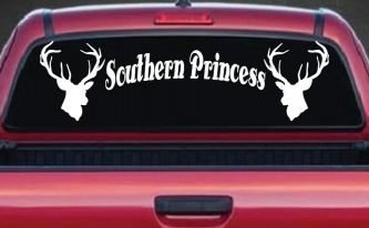 Southern Princess With Deer Hunting Car or Truck Window Decal Sticker